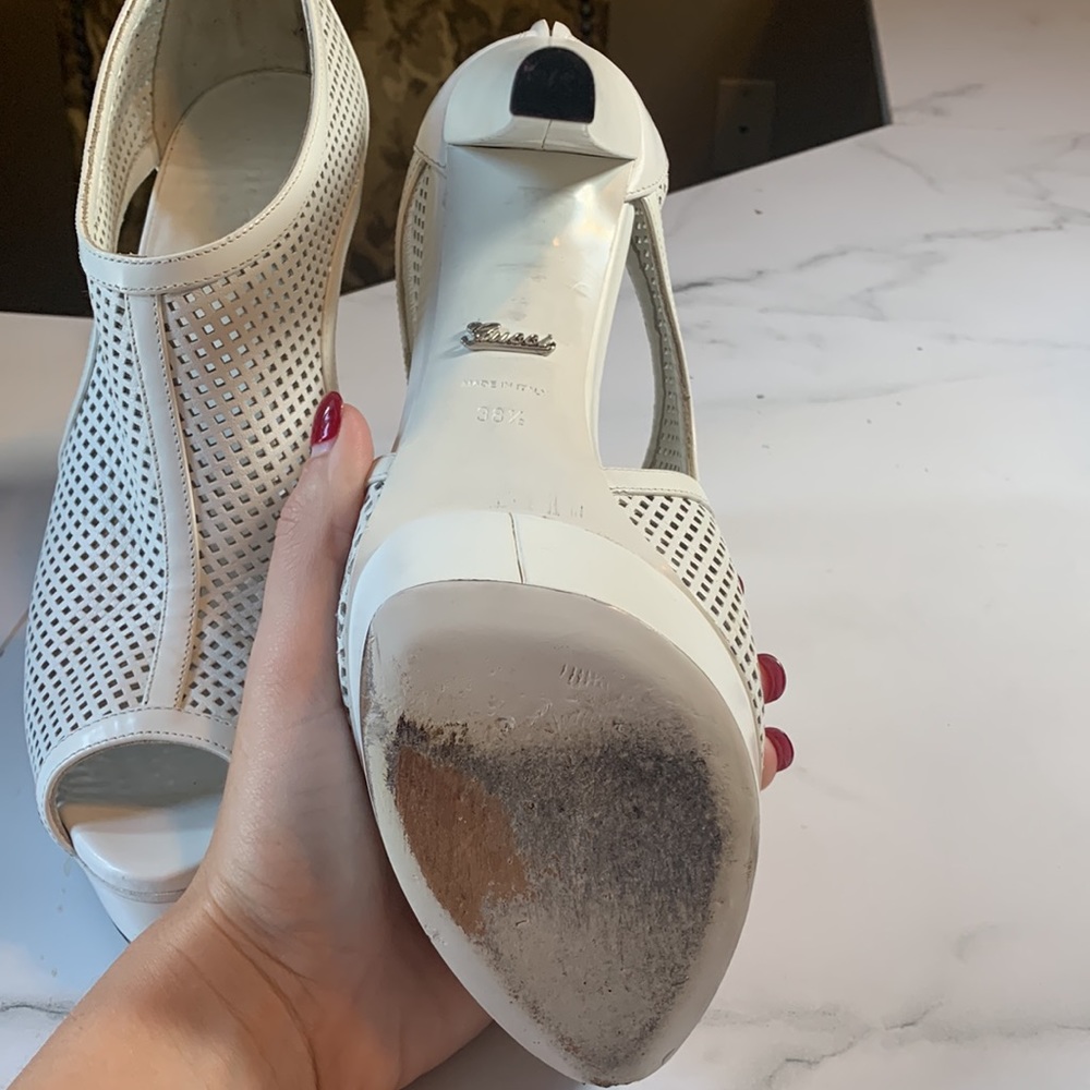 Gucci open toed caged pumps!